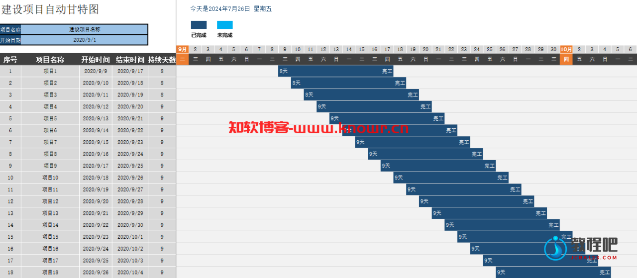 甘特图项目管理Excel模板.png