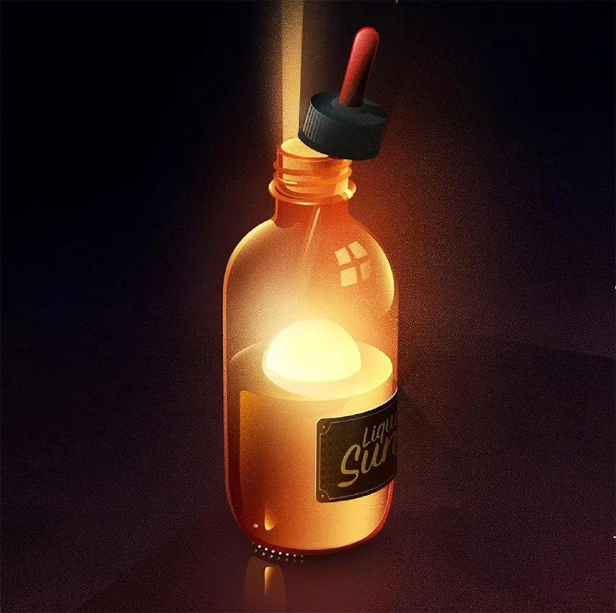 Illustrator绘制闪闪发光的复古玻璃瓶插画